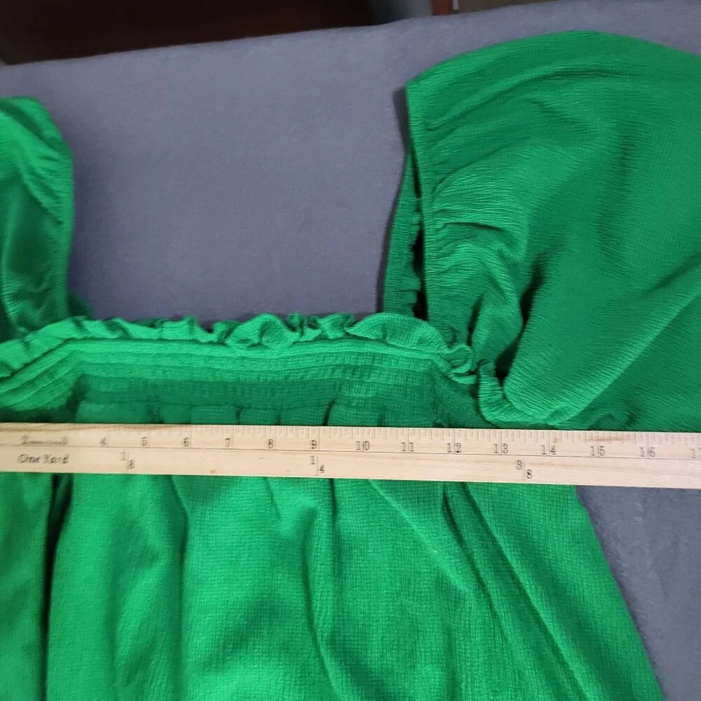 SUGARLIPS Womens LG Kelly Green Miss Sunshine Convertible Sleeve Babydoll Dress - Picture 7 of 12